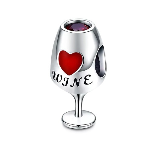 Srebrna zawieszka wisiorek kieliszek wino czerwone serduszko Charms Z622-925 marko