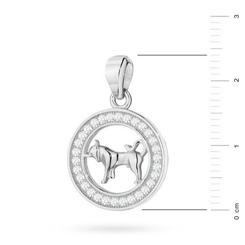 Srebrny wisiorek znak zodiaku w kole Byk cyrkonie