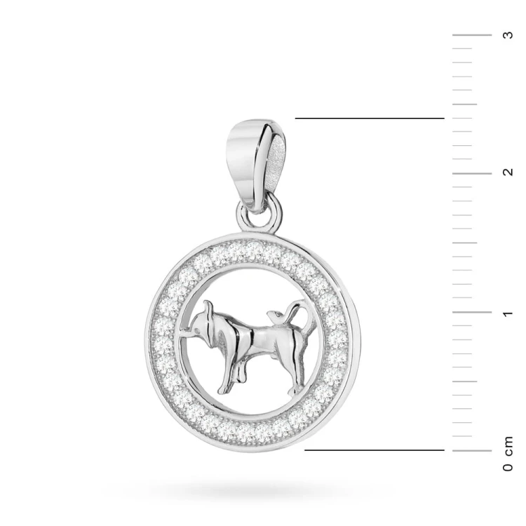 Srebrny wisiorek znak zodiaku w kole Byk cyrkonie Z624-925-BY marko