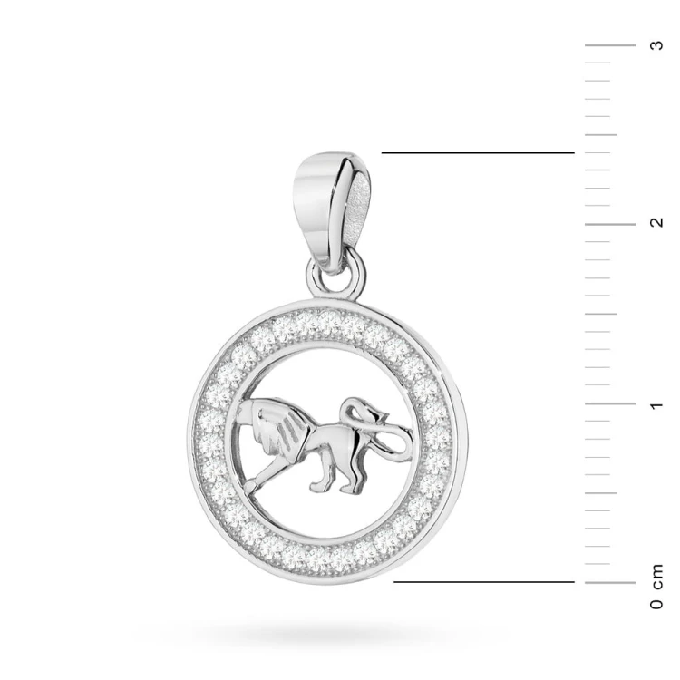 Srebrny wisiorek znak zodiaku w kole Lew cyrkonie Z624-925-LE marko