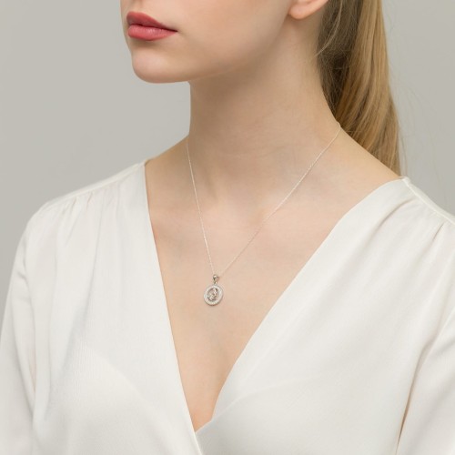 Srebrny wisiorek znak zodiaku w kole Panna cyrkonie Z624-925-PA marko