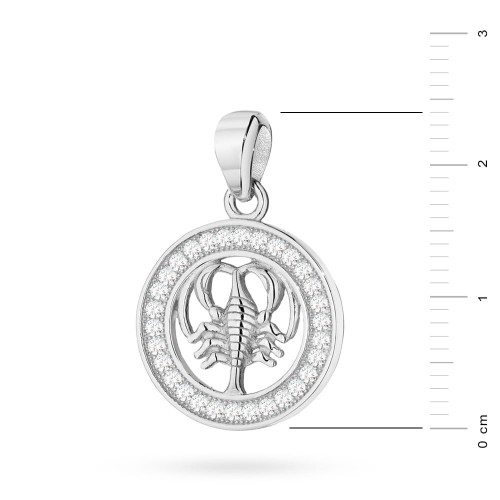 Srebrny wisiorek znak zodiaku w kole Rak cyrkonie