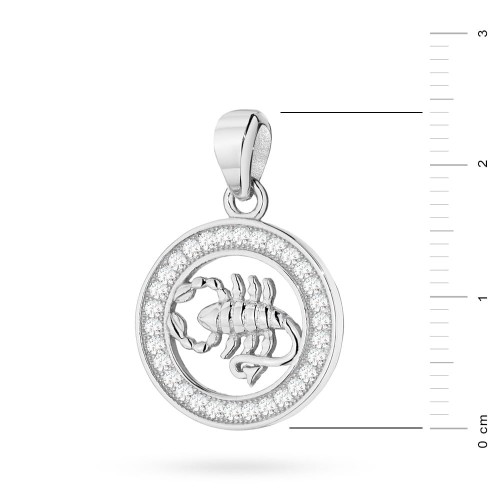 Srebrny wisiorek znak zodiaku w kole Skorpion cyrkonie