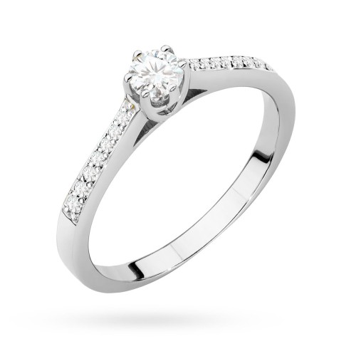 Pierścionek z białego złota z brylantami centralny 0.20ct Galaktyki P157-B585-B0.29 marko