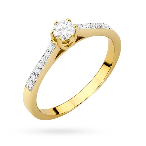 Złoty pierścionek z brylantami centralny 0.20ct Galaktyki P157-585-B0.29 marko