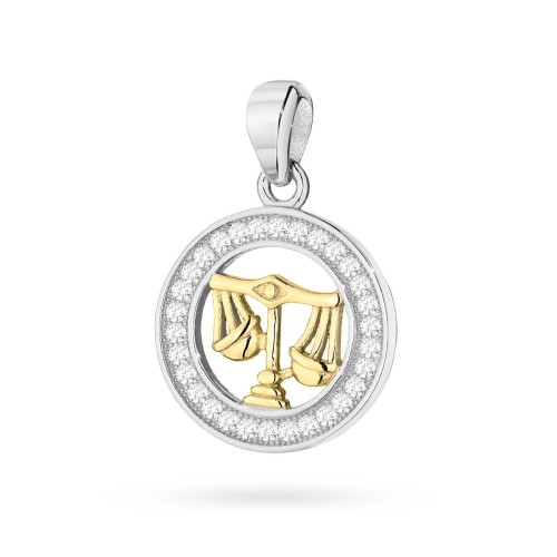 Pozłacany wisiorek znak zodiaku w kole Waga cyrkonie Z624-925-ZS-WA marko