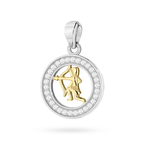 Pozłacany wisiorek znak zodiaku w kole Strzelec cyrkonie Z624-925-ZS-ST marko