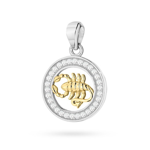 Pozłacany wisiorek znak zodiaku w kole Skorpion cyrkonie Z624-925-ZS-SK marko