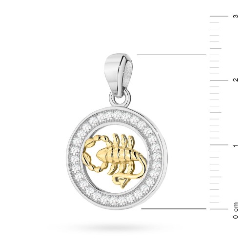 Pozłacany wisiorek znak zodiaku w kole Skorpion cyrkonie