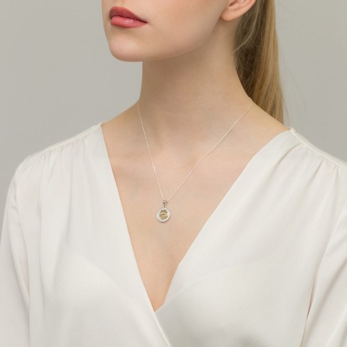 Pozłacany wisiorek znak zodiaku w kole Ryby cyrkonie Z624-925-ZS-RY marko