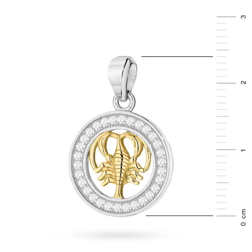 Pozłacany wisiorek znak zodiaku w kole Rak cyrkonie