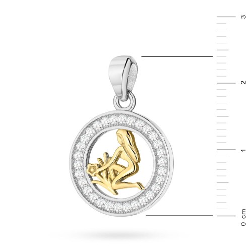 Pozłacany wisiorek znak zodiaku w kole Panna cyrkonie