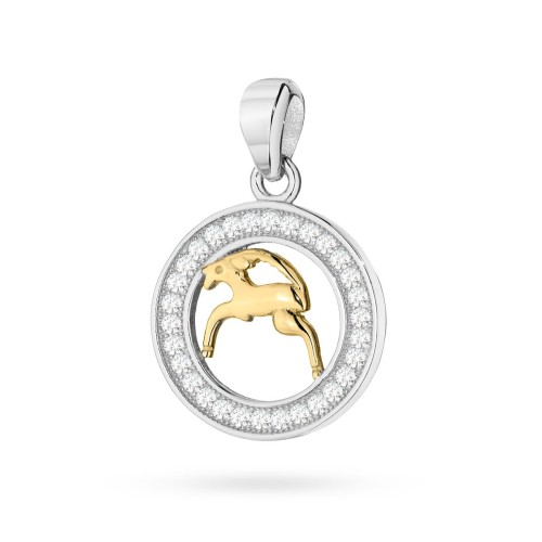 Pozłacany wisiorek znak zodiaku w kole Koziorożec cyrkonie Z624-925-ZS-KO marko