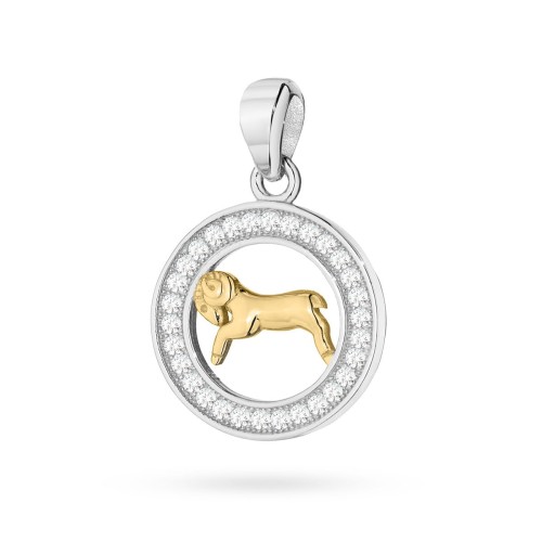 Pozłacany wisiorek znak zodiaku w kole Baran cyrkonie Z624-925-ZS-BA marko
