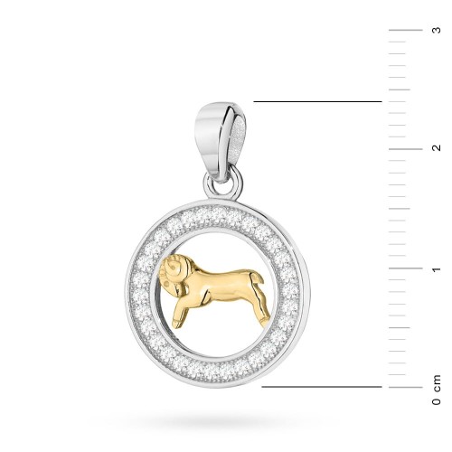 Pozłacany wisiorek znak zodiaku w kole Baran cyrkonie