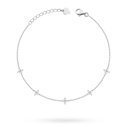 Srebrny komplet choker i bransoletka kwiatki cyrkonie Soledo 