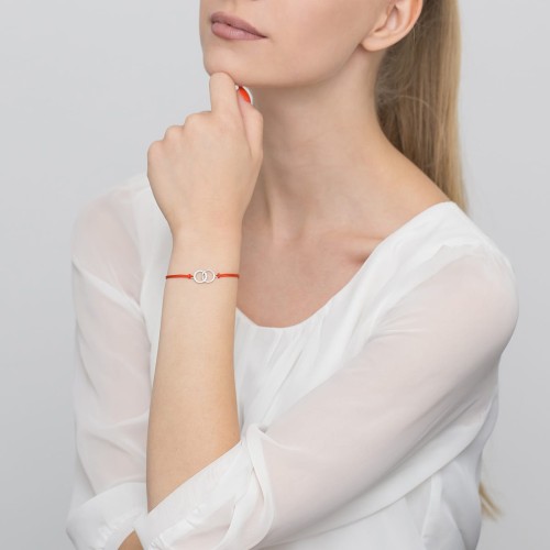 Bransoletka srebrna splecione koła na czerwonym sznurku Animo B835-925-CS marko