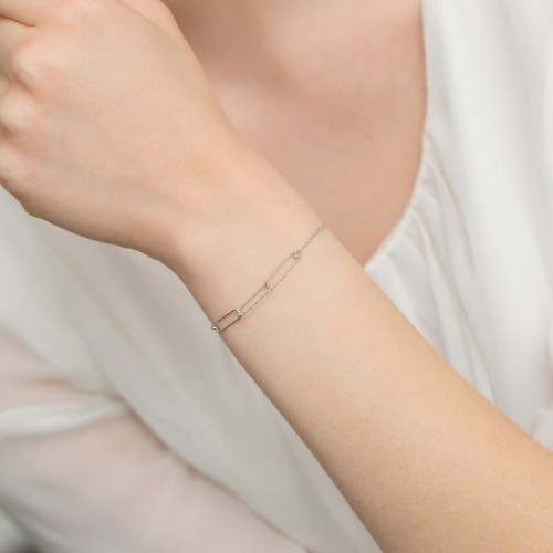 Srebrna bransoletka paperclip trzy szerokie podłużne ogniwa Supreni B1241-925-S marko
