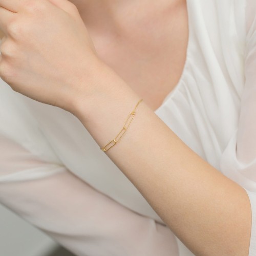 Pozłacana bransoletka paperclip trzy szerokie podłużne ogniwa Supreni B1241-925-Z marko