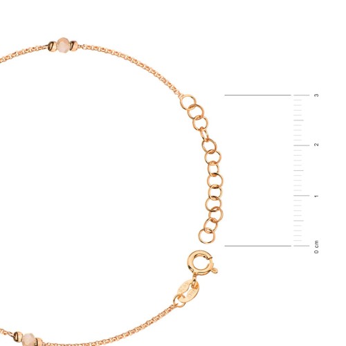 Bransoletka różowe srebro rose gold na kostkę kwiatki koraliki róż Kleur BN067-925-RR marko