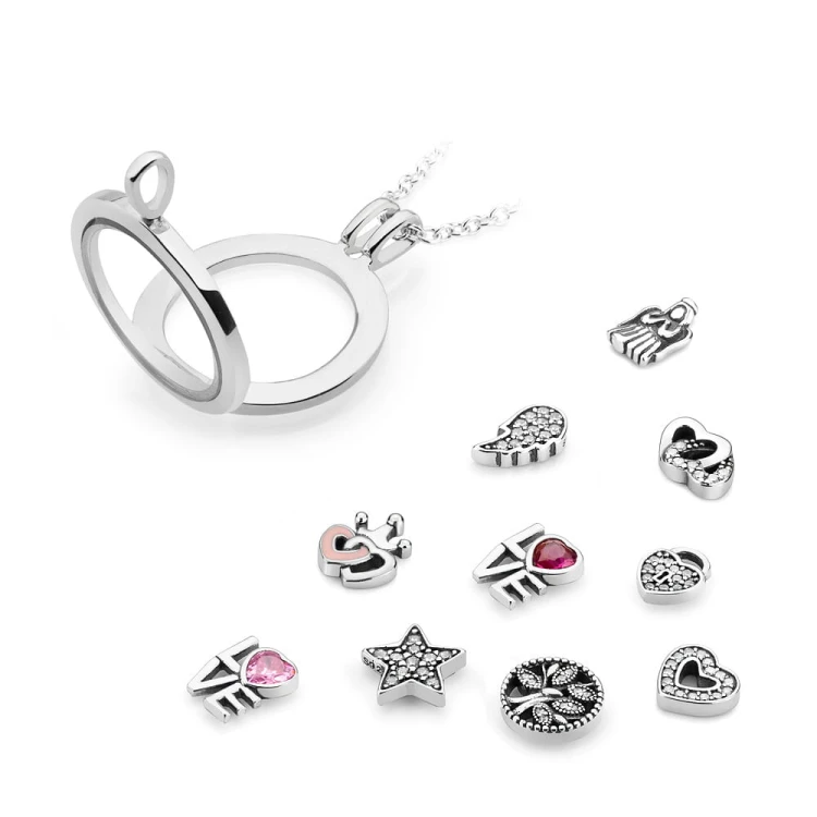 Naszyjnik srebrny sekretnik szklany otwierany medalion Charms  N744-925-S marko