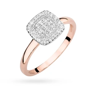 Pierścionek z białego różowego złota z brylantami 0,13ct Galaktyki