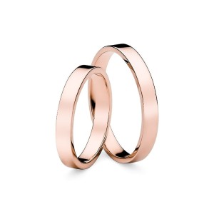 Różowe złoto klasyczne płaskie obrączki z soczewką 3mm wąskie