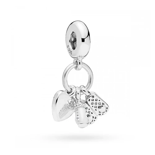Srebrna zawieszki buciki stópki serce Charms Z631-925-S marko