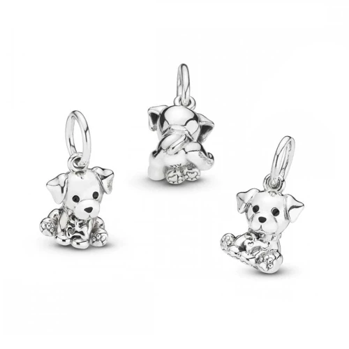 Srebrna zawieszka piesek z kością Charms Z634-925-S marko
