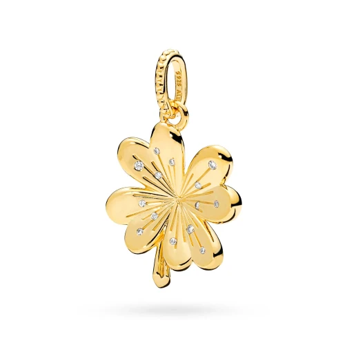 Pozłacana zawieszka koniczynka cyrkonie Charms  Z639-925-Z marko