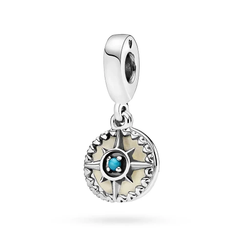 Srebrna zawieszka róża wiatrów masa perłowa Follow your dreams Charms Z643-925-S marko