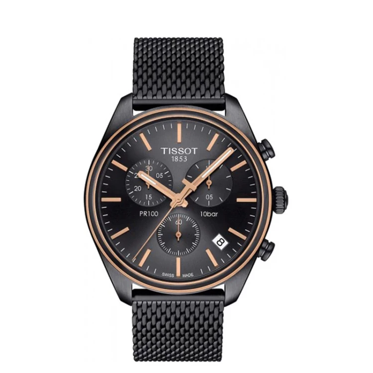 Zegarek Tissot PR 100 T1014172306100 męski czarna bransoleta