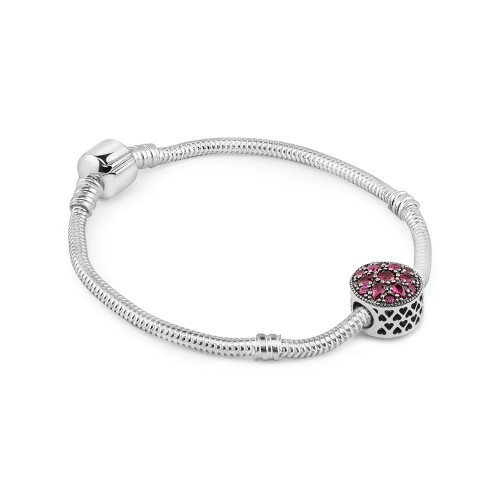 Srebrna zawieszka koralik kwiat Charms czerwone cyrkonie Z445-925-C MARKO