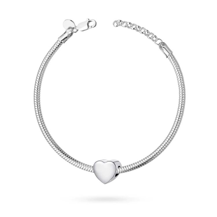 Srebrna regulowana bransoletka Charms z zawieszką polerowane serce Z525-B969-925 marko