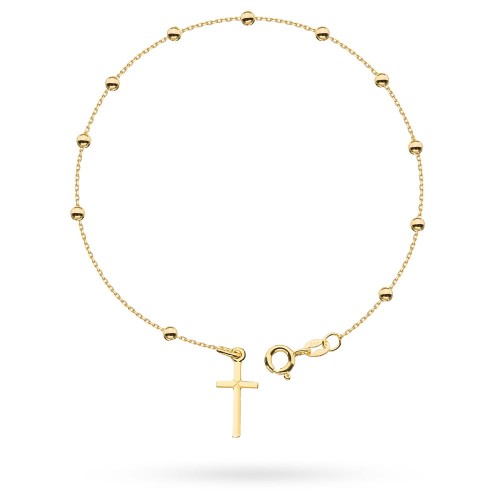 Pozłacany różaniec na rękę bransoletka z krzyżykiem pr.925