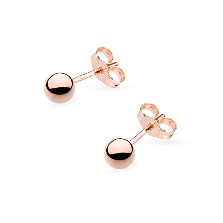 Srebrne klasyczne kolczyki kulki 4mm rose gold wkrętki Jeso K1413-925-R marko