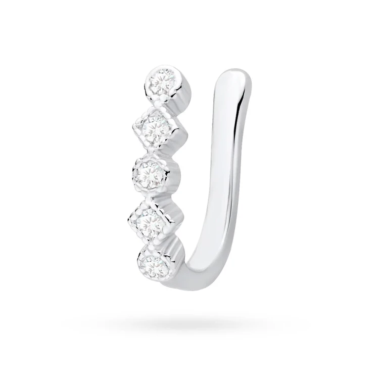 Srebrny kolczyk nausznica z cyrkoniami nakładka fake piercing Soledo K1418-925-BS marko