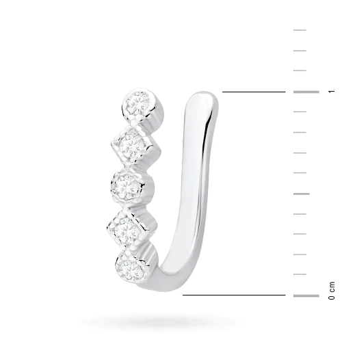 Srebrny kolczyk nausznica z cyrkoniami nakładka fake piercing Soledo K1418-925-BS marko