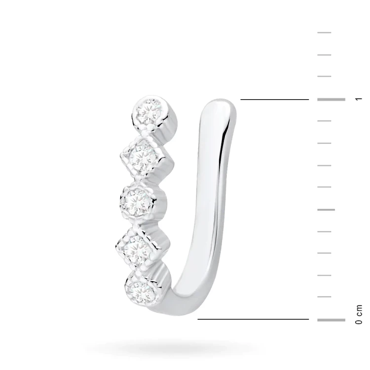 Srebrny kolczyk nausznica z cyrkoniami nakładka fake piercing Soledo K1418-925-BS marko