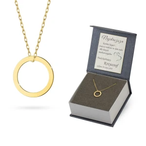Złoty naszyjnik koło ring karma z łańcuszkiem Fancy 333