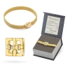 Pozłacana bransoletka Charms mesh z płaską zawieszką prezent Z182-B244-925-Z marko