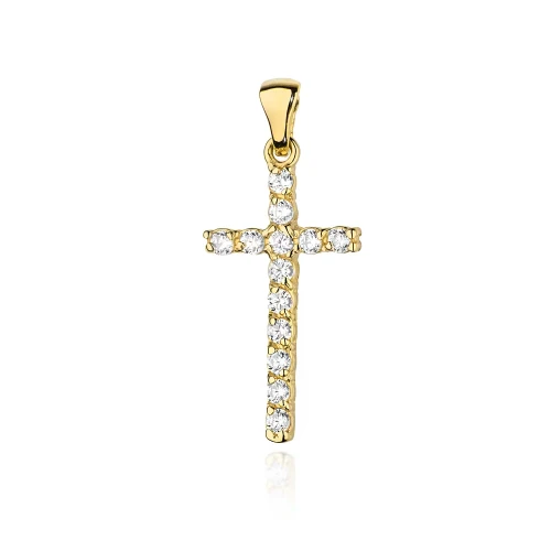 Złoty krzyżyk zawieszka 585 wysadzana brylantami 0,39ct