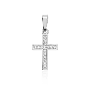 Złoty krzyżyk z białego złota wysadzany brylantami 0,08ct