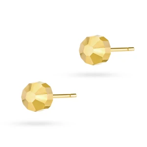 Pozłacane kolczyki diamentowane błyszczące kuleczki 4mm Jeso