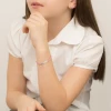 Srebrna dziecięca bransoletka grawer różowy sznurek kwiatek BG268-925-R marko