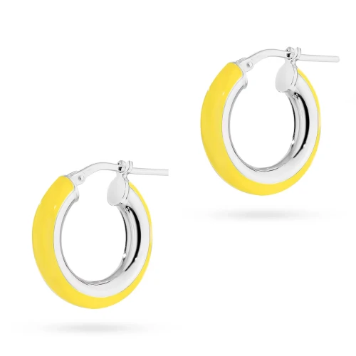 Srebrne kolczyki koła 2cm z emalią żółte neon Supreni K388-925-ZS marko