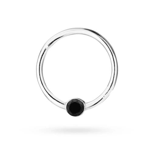 Srebrna zawieszka wisiorek ring kółko czarna cyrkonia Farve Z091-925-CZS marko