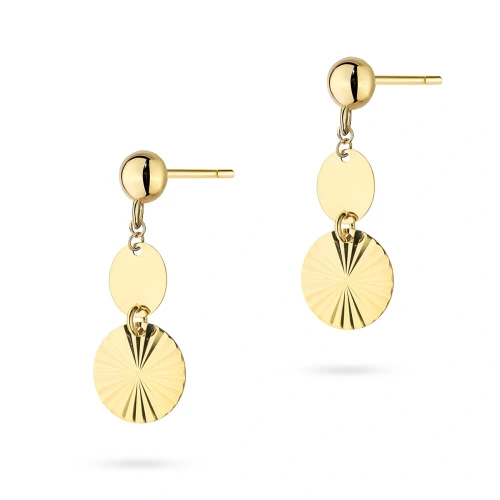 Wiszące złote kolczyki diamentowane kółka Supreni K865-585 marko