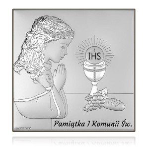 Obrazek na pamiątkę I Komunii Św. z dziewczynką