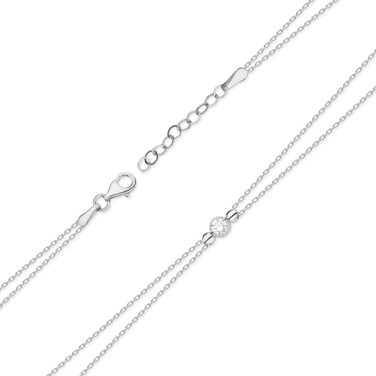 Bransoletka z białego złota z brylantem 0.10ct na podwójnym łańcuszku Premio BB022-B585-B0.10 marko